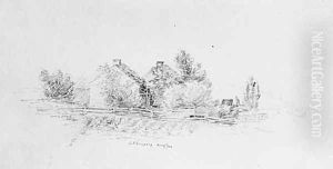 Farm Scene with Cottages (from Cropsey Album) by Jasper Francis Cropsey