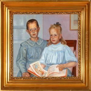 A Double Portrait Of Thesiblings Else And Aage Richter by Ludvig Find