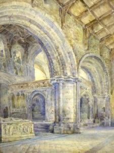 Interior Of A Crypt, Under Large Norman Arches by Herbert John Finn