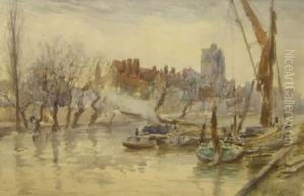 Canal Scene With Boats Unloading - view 1