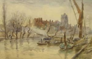 Canal Scene With Boats Unloading