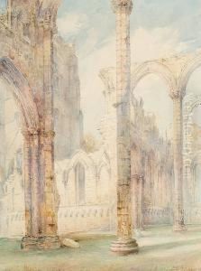 View Of A Ruined Abbey, With Another Similar By The Same Hand by Herbert John Finn