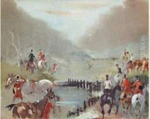 Scene De Chasse A Courre, L'equipage De Valencay. by Jules, Baron Finot