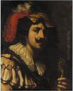 A Portrait Of A Cavalier, Head And Shoulders, Holding A Set Of Spurs