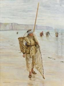Krabbenfischer Am Strand. by Marie-Francois-Firmin Girard