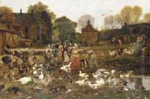 Une Visite A La Ferme by Marie-Francois-Firmin Girard