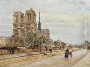 Notre Dame De Paris Et Marchande De Fleurs