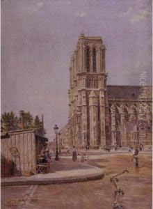 View Of Notre-dame, Paris by Marie-Francois-Firmin Girard