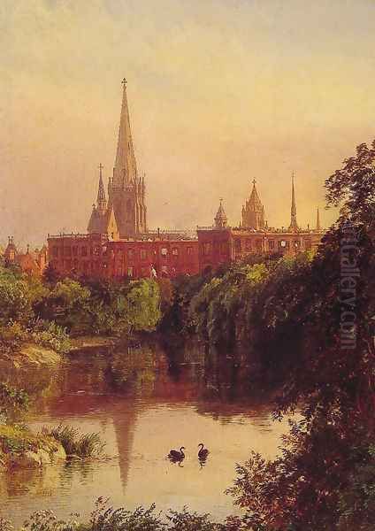 A View in Central Park - The Spire of Dr. Hall's Church in the Distance - view 1