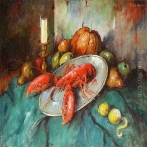 Still Life With Fruits And Lobster by Carl Holger Fischer