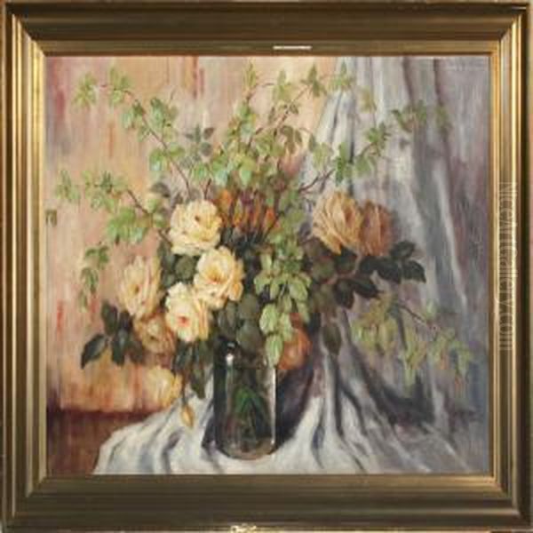 Still Life With Beech Branches And Roses In A Vase - view 1