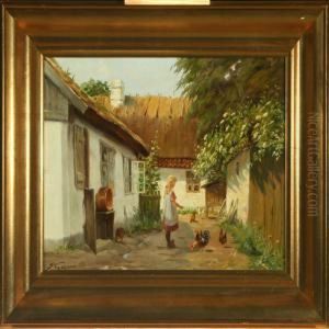 Farm Exterior With Young Girl