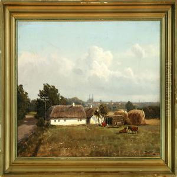 Danish Autumn Landscape With A Farm Outside Roskilde Town - view 1