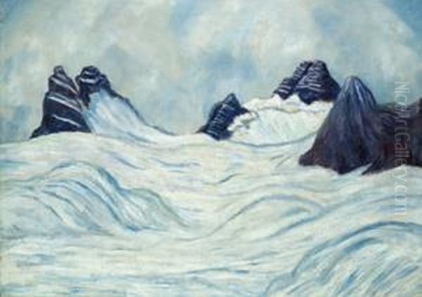 Snow Meadow With Dark Mountain Tops - view 1
