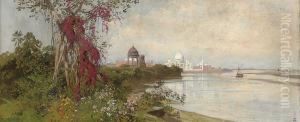 The Taj Mahal From The Banks Of The Yamuna River by Ludwig Hans Fischer