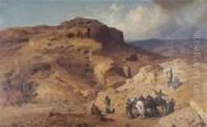 German, - Bedouin Near Masada,1880 by Ludwig Hans Fischer