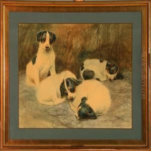 Four Puppies by Vilhelm Theodor Fischer
