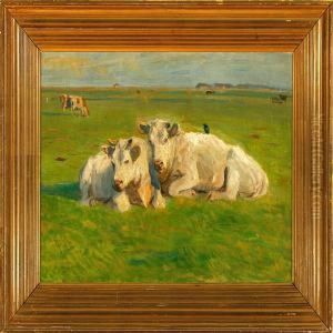 Grazing Cows On A Field by Vilhelm Theodor Fischer