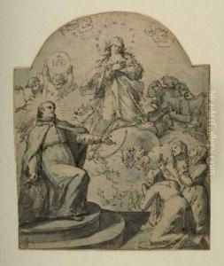 Die Unbefleckte Empfangnis Erscheint Dem Heiligen Ignatius Von by Fedele Fischetti
