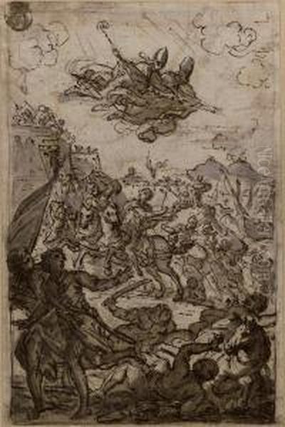 Two Bishops Intervening In A Battle - view 1