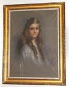 Junges Madchen Mit Blauer Haarschleife. by Percy Harland Fisher