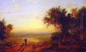 The Return Home: Landscape with Shepherd and Sheep by Jasper Francis Cropsey