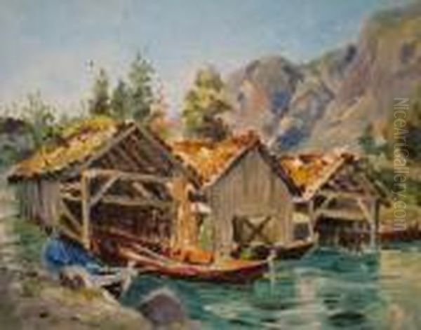 Boat Houses Loen Lake - view 1