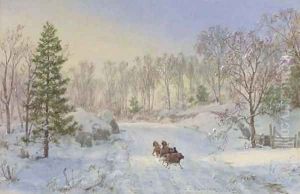 Evening Sleigh Ride, Ravensdale Road, Hastings-on-Hudson, New York by Jasper Francis Cropsey