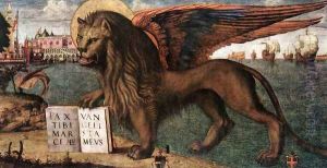 The Lion of St Mark (detail 1) 1516 by Vittore Carpaccio