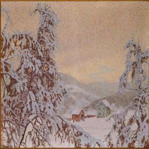 Winterlandscape With Silently Falling Snow by Gustaf Fjaestad