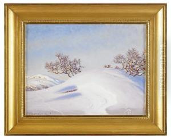 Vinterlandskap Med Buskage - view 1