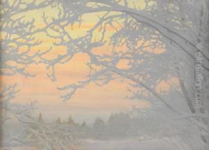 Kall Vinterafton - Frost Pa Traden by Gustaf Fjaestad