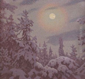 Snotyngda Granar I Mansken by Gustaf Fjaestad