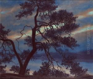 Skymningslandskap by Gustaf Fjaestad