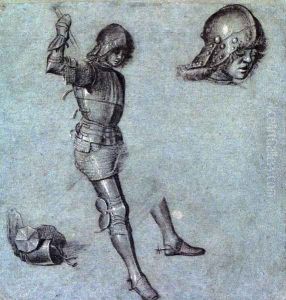 Three Studies Of A Cavalier In Armor by Vittore Carpaccio