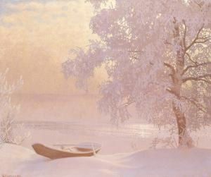 Vinterlandskap Med Uppdragen Eka by Gustaf Fjaestad