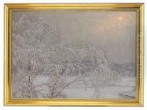 Norrlandsk Vinterbild I Soldis by Gustaf Fjaestad