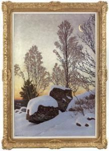 Skymning Over Snotackta Stenar by Gustaf Fjaestad