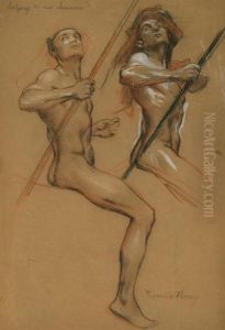 Zwei Varianten Einer Aktstudie by Francois Flameng