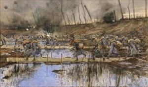 Infantry Battle Scene by Francois Flameng