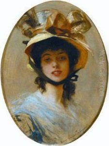 Elegante Au Chapeau. by Francois Flameng