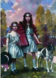 Les Deux Soeurs Dans Le Parc by Francois Flameng