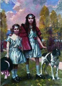 Les Deux Soeurs Dans Le Parc 1922 by Francois Flameng