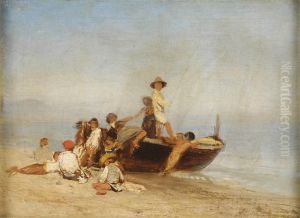 Fischervolk Am Strand Von Neapel.