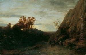 Gebirgslandschaft Mit Wanderern.
 Signiert Unten Rechts: A. Flamm. Ol Auf Leinwand. H 38,5; B 59,5 Cm.