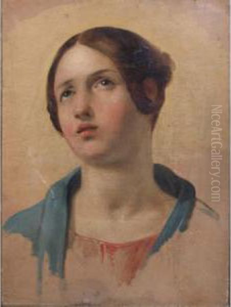 Study Of A Young Woman Looking Up - view 1