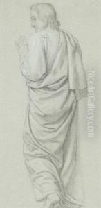 Standing Figure Of Christ Seen From Behind by Hippolyte Flandrin