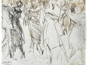 Bal Bullier, Les Danseurs by Jules Flandrin