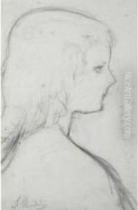 Portrait De Jeune Fille by Jules Flandrin