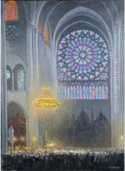 : Interieur De Notredame De 
Paris Pendant La Messesolennelle Pour Les Societes De Sauvetage - view 1